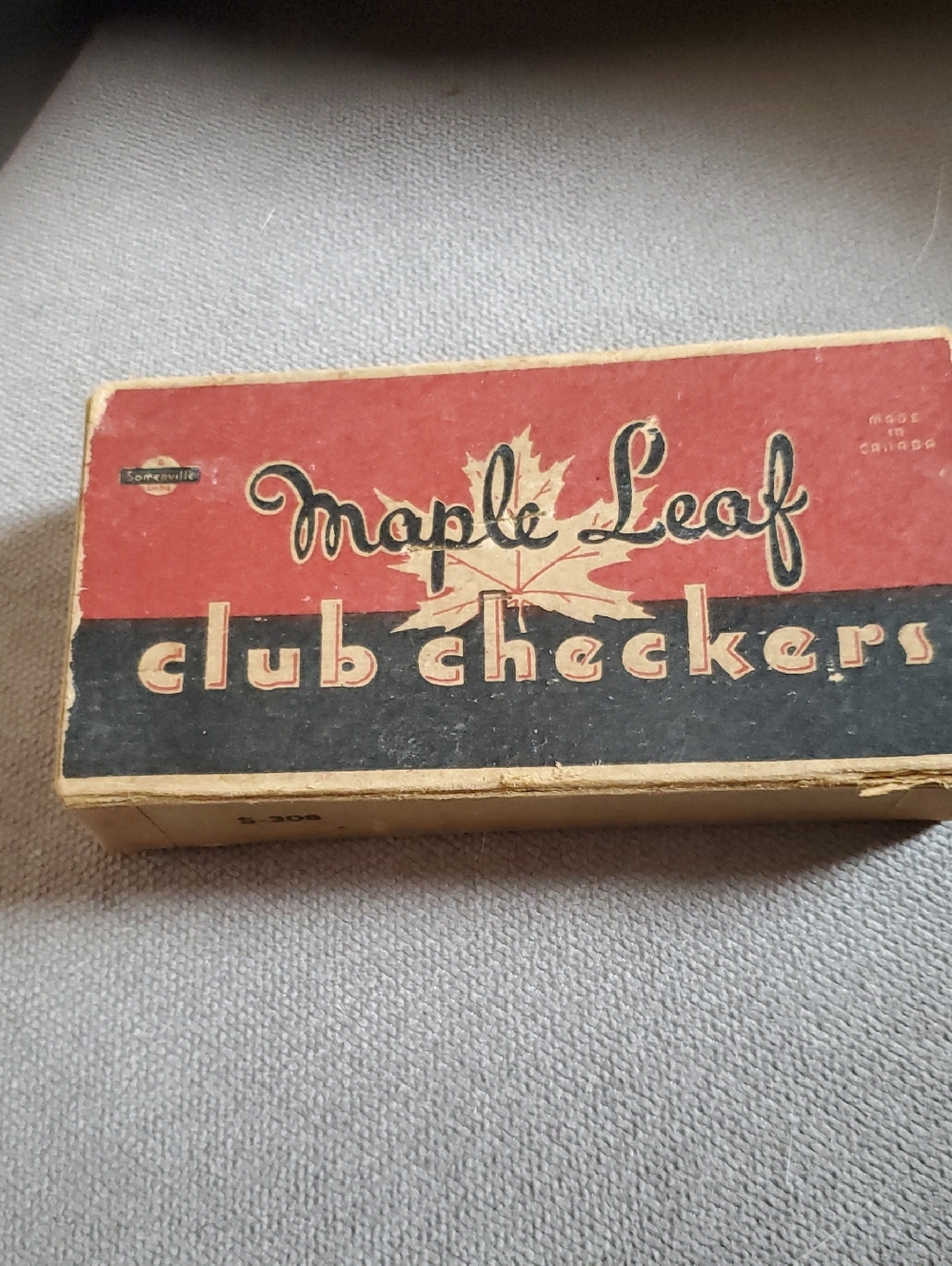 Maple Leaf Club Checkers Vintage Game Box - Red & Black